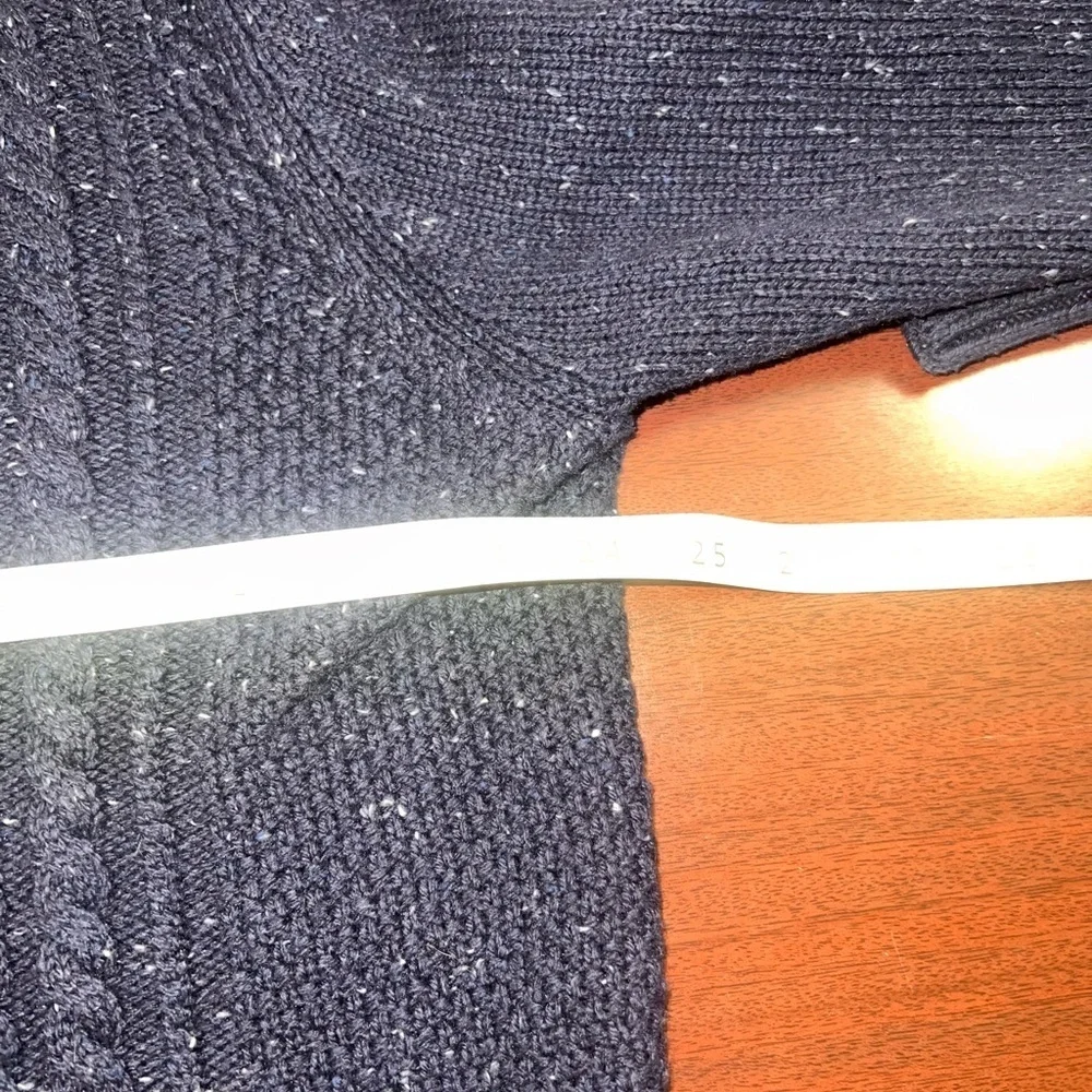Roundtree & Yorke Navy Speckled Cable Knit Sweater